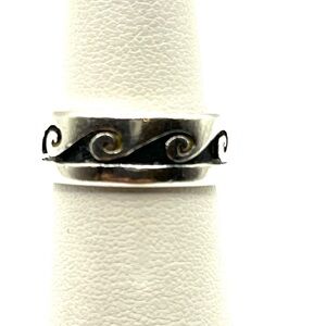 Sterling Silver 925 Swirl Ring Hopi Water Wave Design Band Size 5 1/2